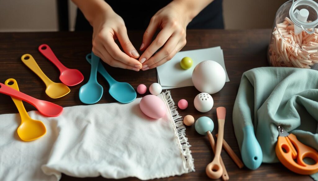 Person contemplating DIY sex toy materials laid out on table